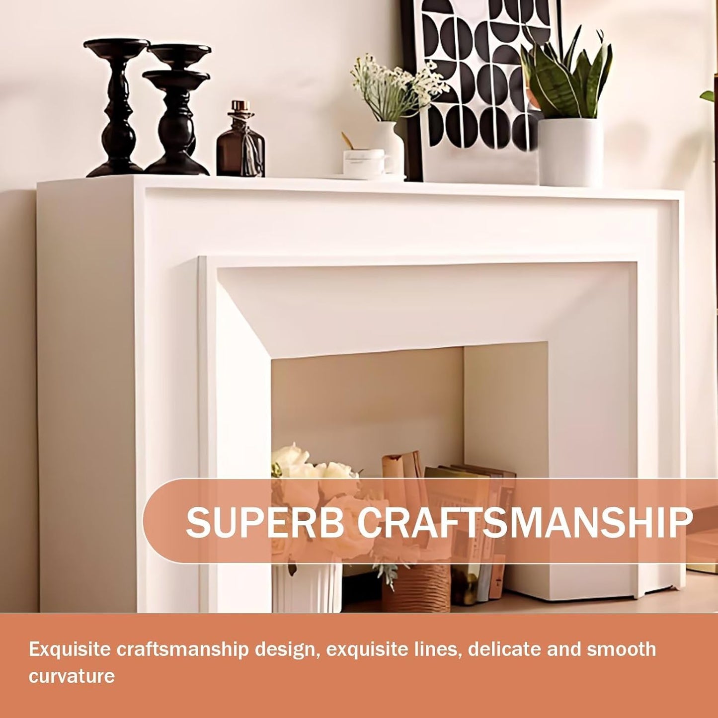 Aihm-Lon White Electric Fireplace French Square Design 47”