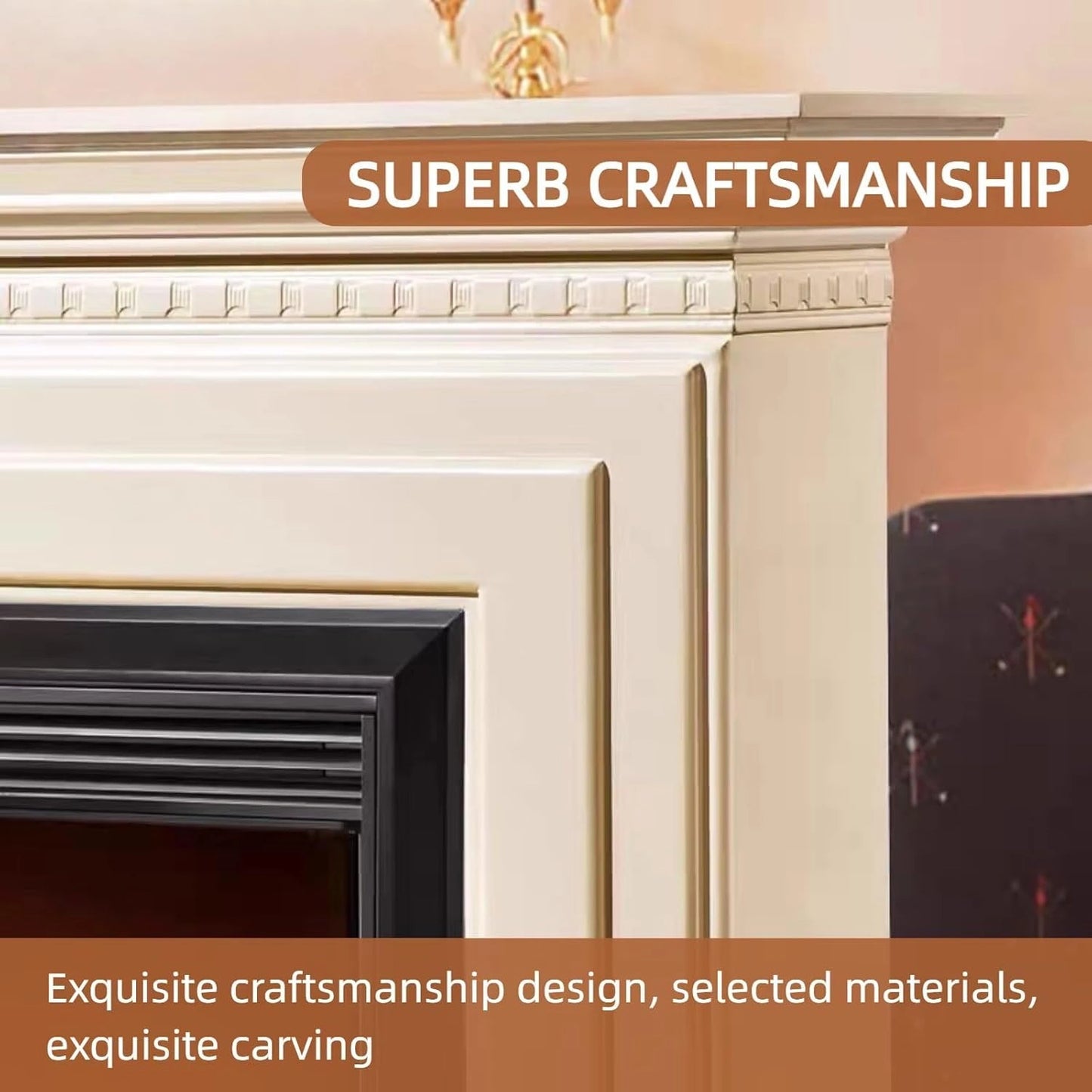 Aihm-Lon Indoor Electric Fireplace White Faux Chimenea TV Stand 73”