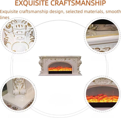 Aihm-Lon Electric Fireplace Includes 3D Texture with White Luxury Arched Frame 71”