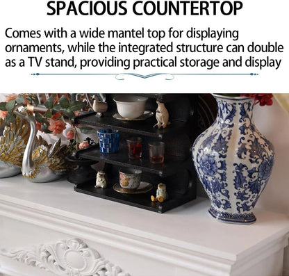 Aihm-Lon Electric Fireplace with Realistic Flame Effect & White Carving 39”