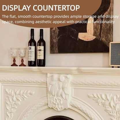 Aihm-Lon White Electric Fireplace Solid Wood Cabinet with Real Flame Insert 47”-59”