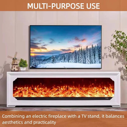 Aihm-Lon Modern Electric Fireplace Includes White Layered Lines Design 79”