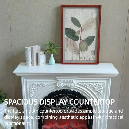 Aihm-Lon White Electric Fireplace with Vintage Hollow Birdcage 39”