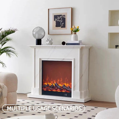 Aihm-Lon Electric Fireplace Includes White Marble Pattern Design 47”