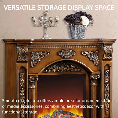 Aihm-Lon Vintage Electric Fireplace Includes Brown Vintage Double Columns 47”