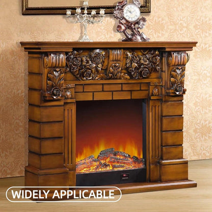Aihm-Lon Brown Electric Fireplace Includes Vintage Rose Carving 51”