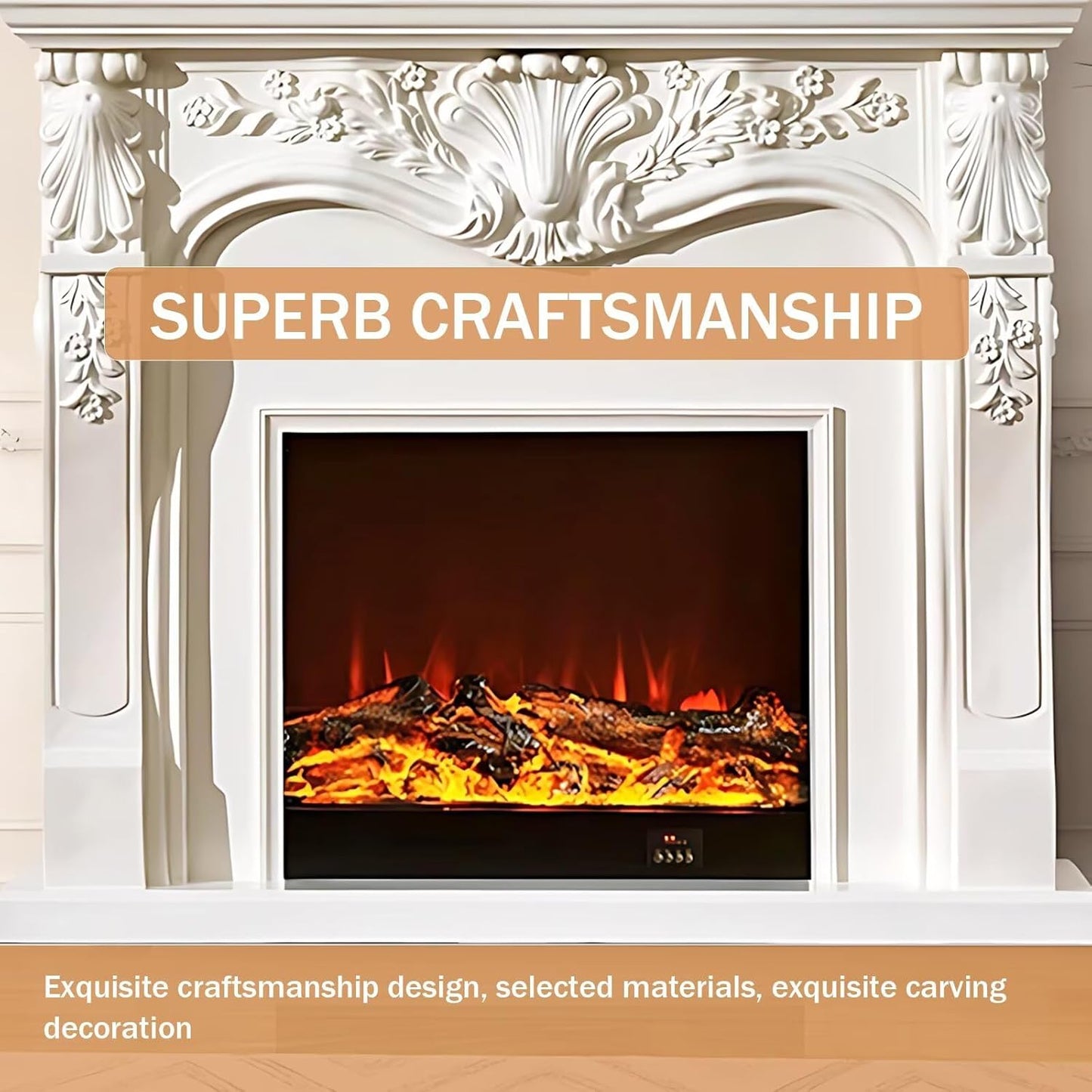 Aihm-Lon Exquisite Electric Fireplace with Spacious Countertop 55”