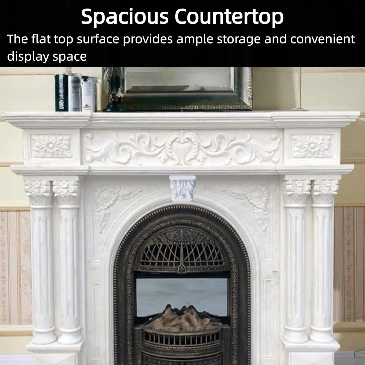 Aihm-Lon Electric Fireplace Includes Luxury Carving & Birdcage Firebox 55” - 63”