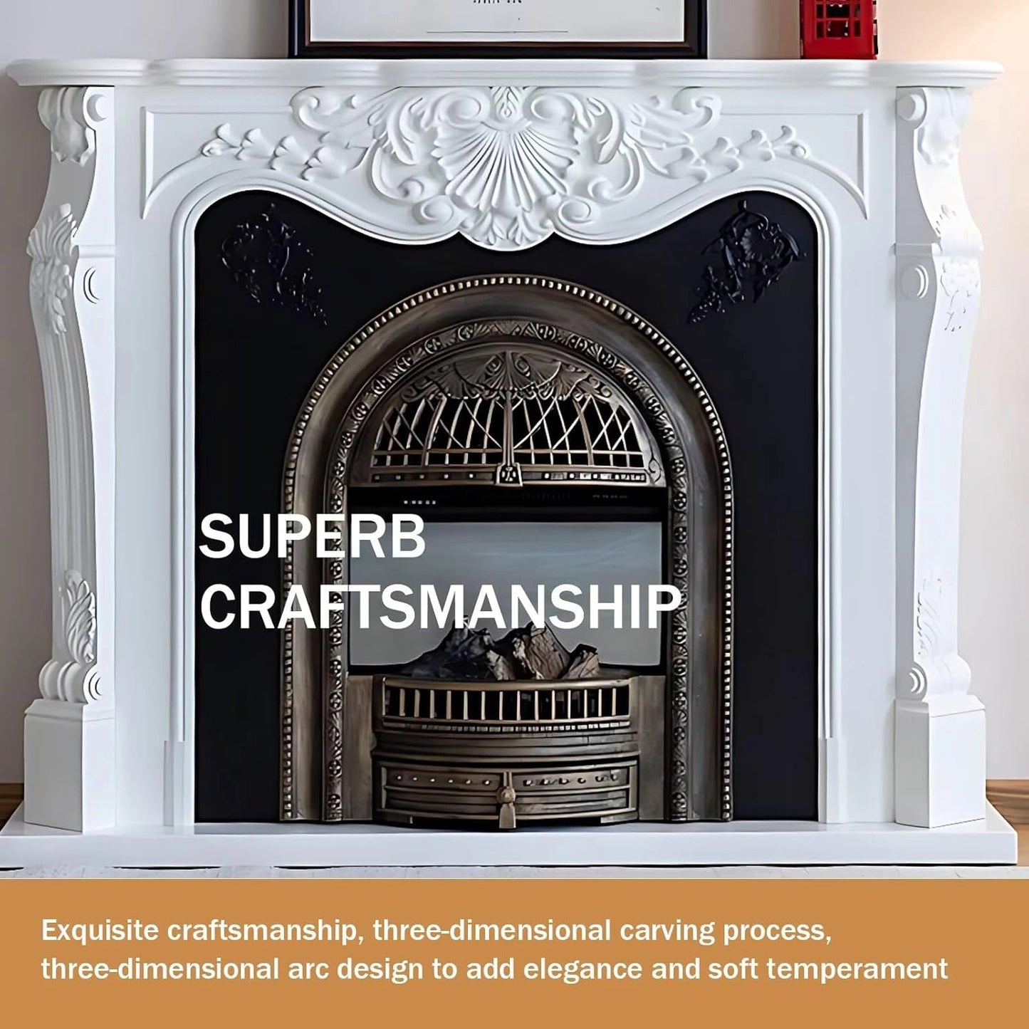 Aihm-Lon Elegant Electric Fireplace Includes Curved Design Lines 43”-59”