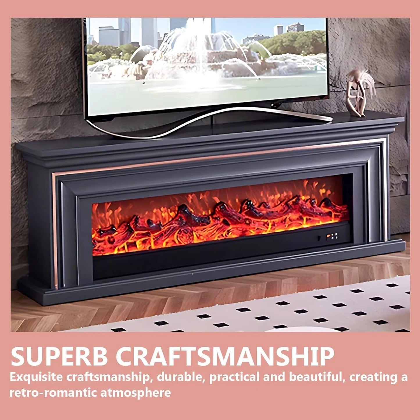 Aihm-Lon Indoor Electric Fireplace Overlay Holding Line Design 79”