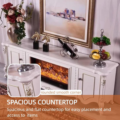 Aihm-Lon Retro Electric Fireplace Includes Gold-Traced 71”