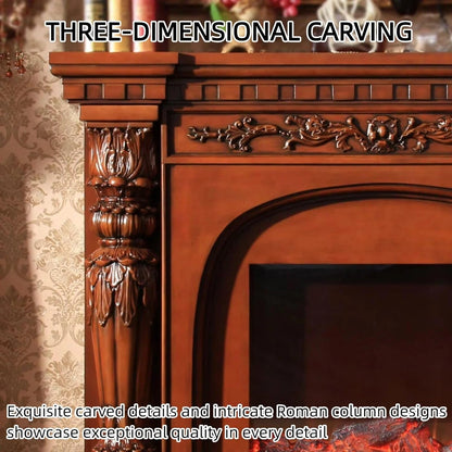 Aihm-Lon Luxury Electric Fireplace Includes Brown Ornate Carvings 59”