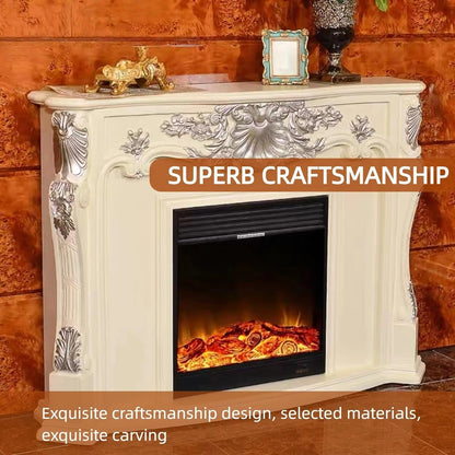 Aihm-Lon White Electric Fireplace with 3D Flame Effect Indoor Heater 59”