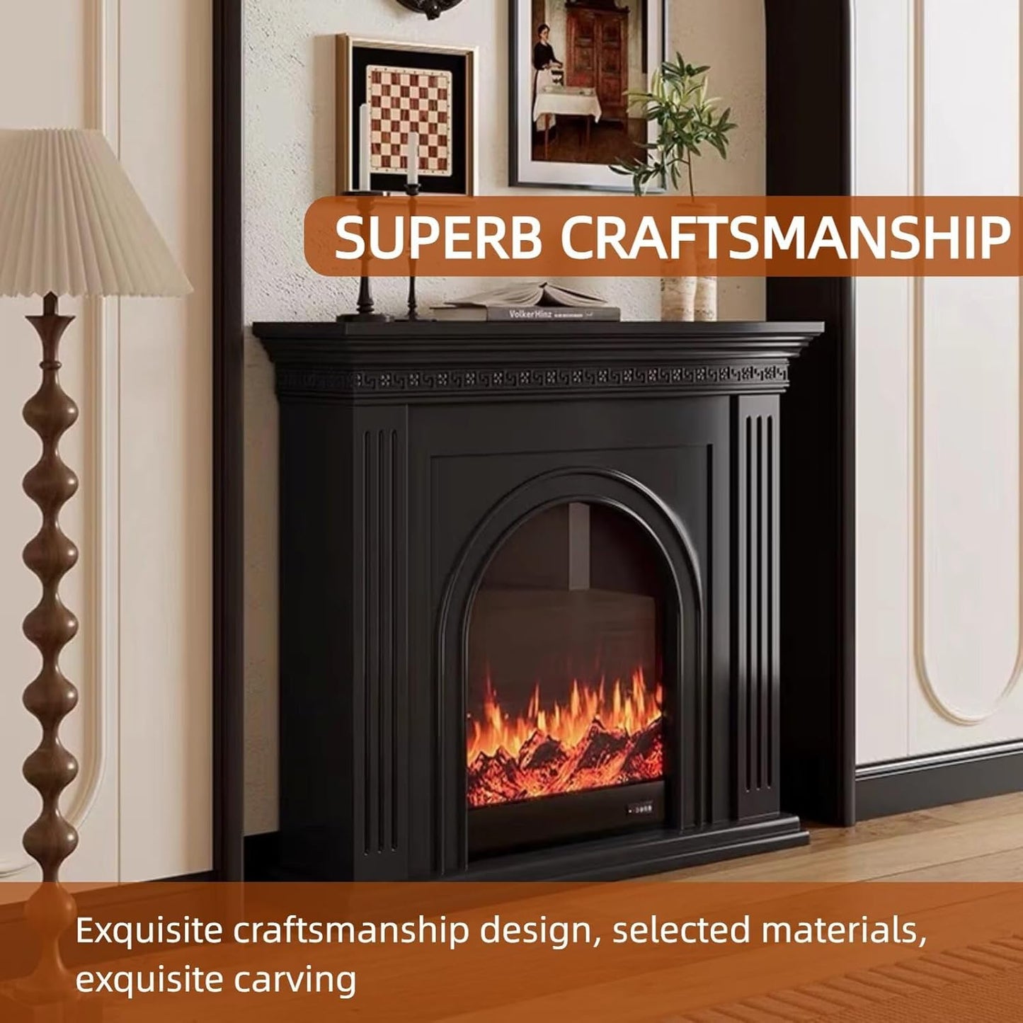 Aihm-Lon Freestanding Electric Fireplace Black Archway 47”-59”