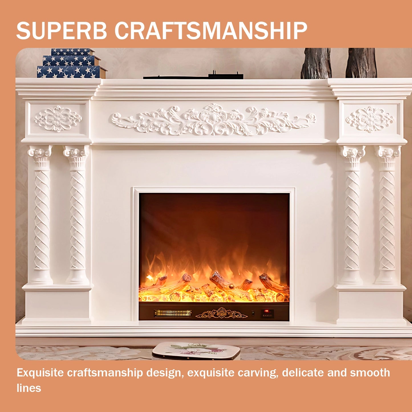 Aihm-Lon Elegant Electric Fireplace includes Column Thread Design 87”