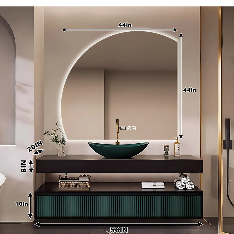 36"- 68" Modern Mounted Bathroom Vanity Set with Single Green Sink And Oval Mirror