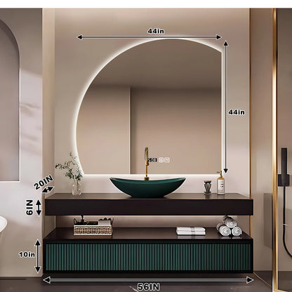 36"- 68" Modern Mounted Bathroom Vanity Set with Single Green Sink And Oval Mirror