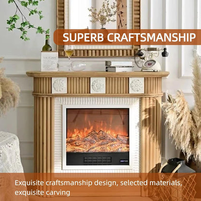 Aihm-Lon Brown Electric Fireplace Retro 3D Relief 47”