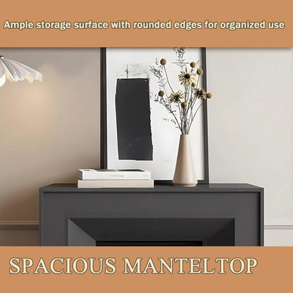 Aihm-Lon Black Electric Fireplace Includes 3D Real Flame Effect 47”-71”