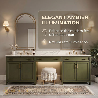 70''-96'' Modern Bathroom Vanity with Sink Split Frame Solid Wood Texture Two Drawers