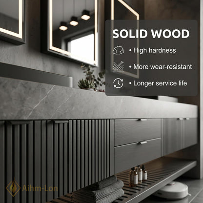 76''-96'' Double Bathroom Vanity with Sink Floating Vanity Dark Slate Finish Dual