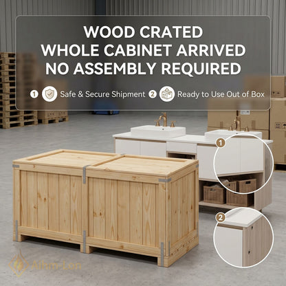70''-96'' Double Bathroom Vanity with Sink Rectangular Basin Soft Close Doors Open Storage Cabinet