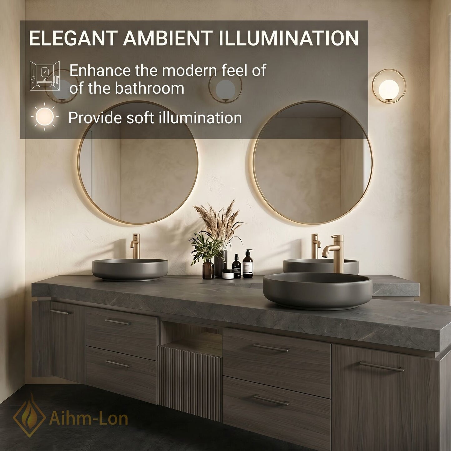 76''-96'' Double Bathroom Vanity with Sink Floating Wall-Mounted Design Mounted Grey Stone