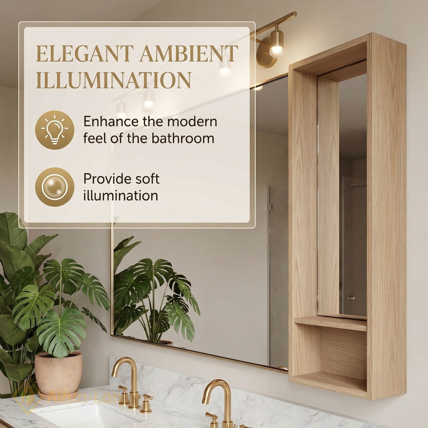 60''-96'' Modern Bathroom Vanity with Sink Floating Wood Marble Integrated Mirror Storage