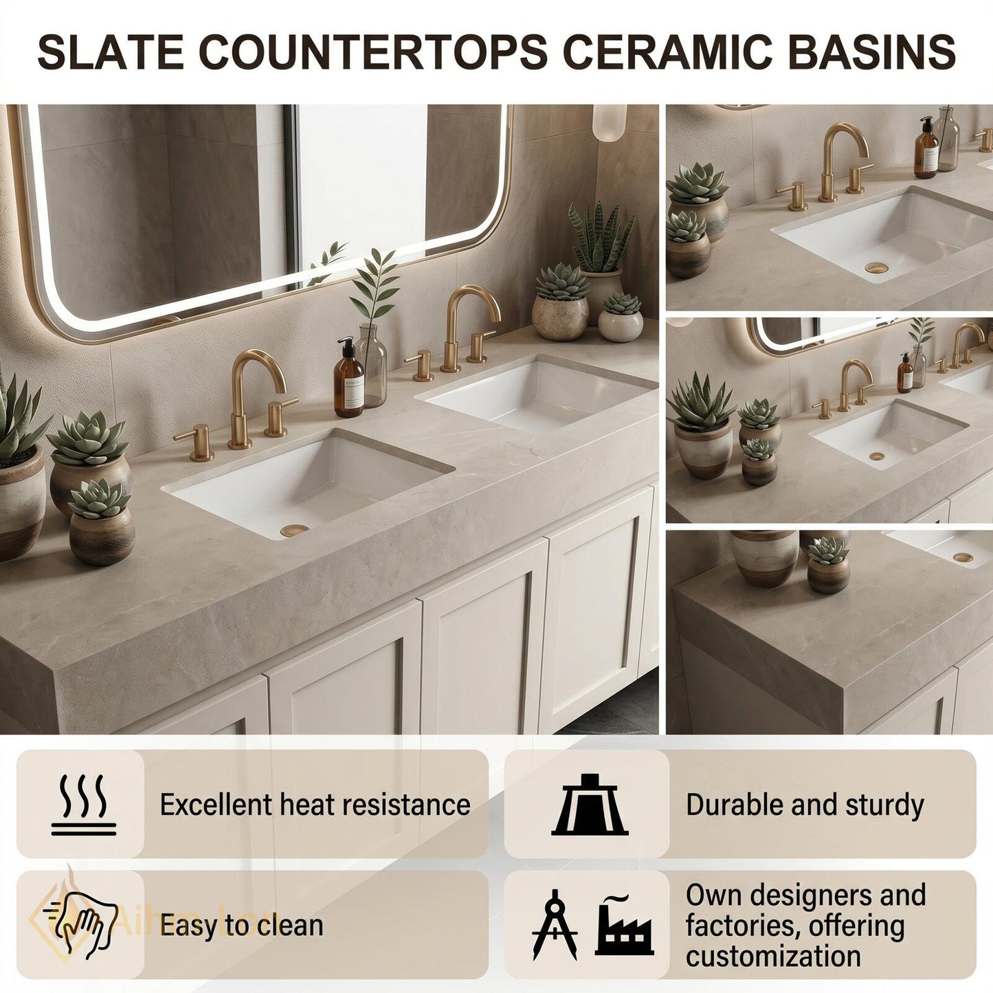 60''-96'' Double Bathroom Vanity with Sink Floating Surface Drawers Modern Elegant Smooth