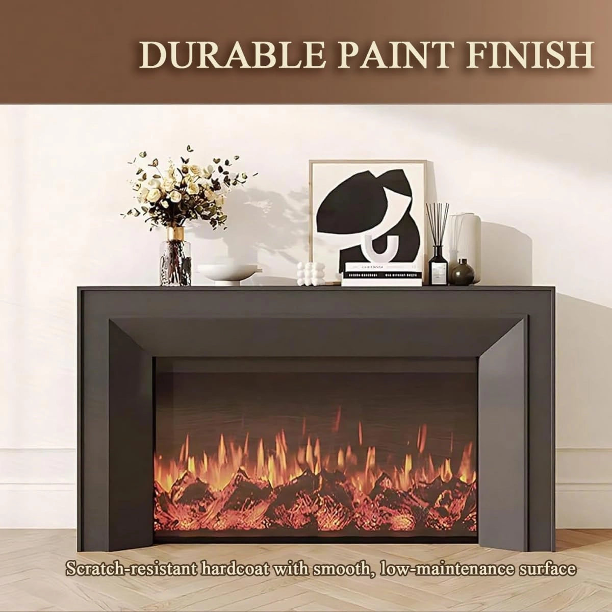 Aihm-Lon Black Electric Fireplace Includes 3D Real Flame Effect 47”-71”