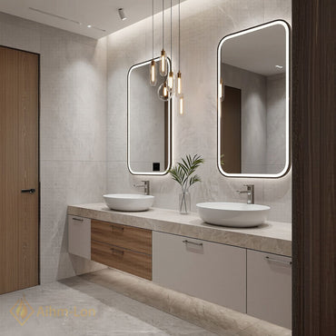 70''-96'' Double Bathroom Vanity with Sink Floating Mirror-Cabinet Design Marble Pattern Top