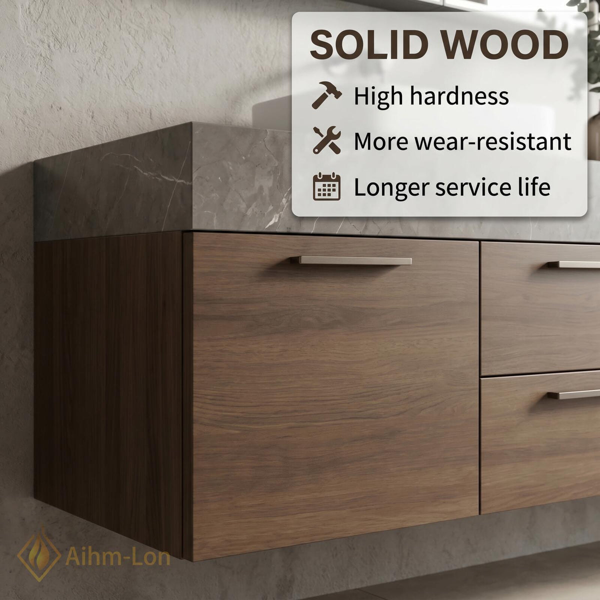 60''-96'' Double Bathroom Vanity with Sink Basin Woodgrain Finish Slatted Open Shelving