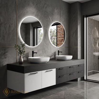 76''-96'' Double Bathroom Vanity with Sink Modern Floating Drawers Storage Dual Tone