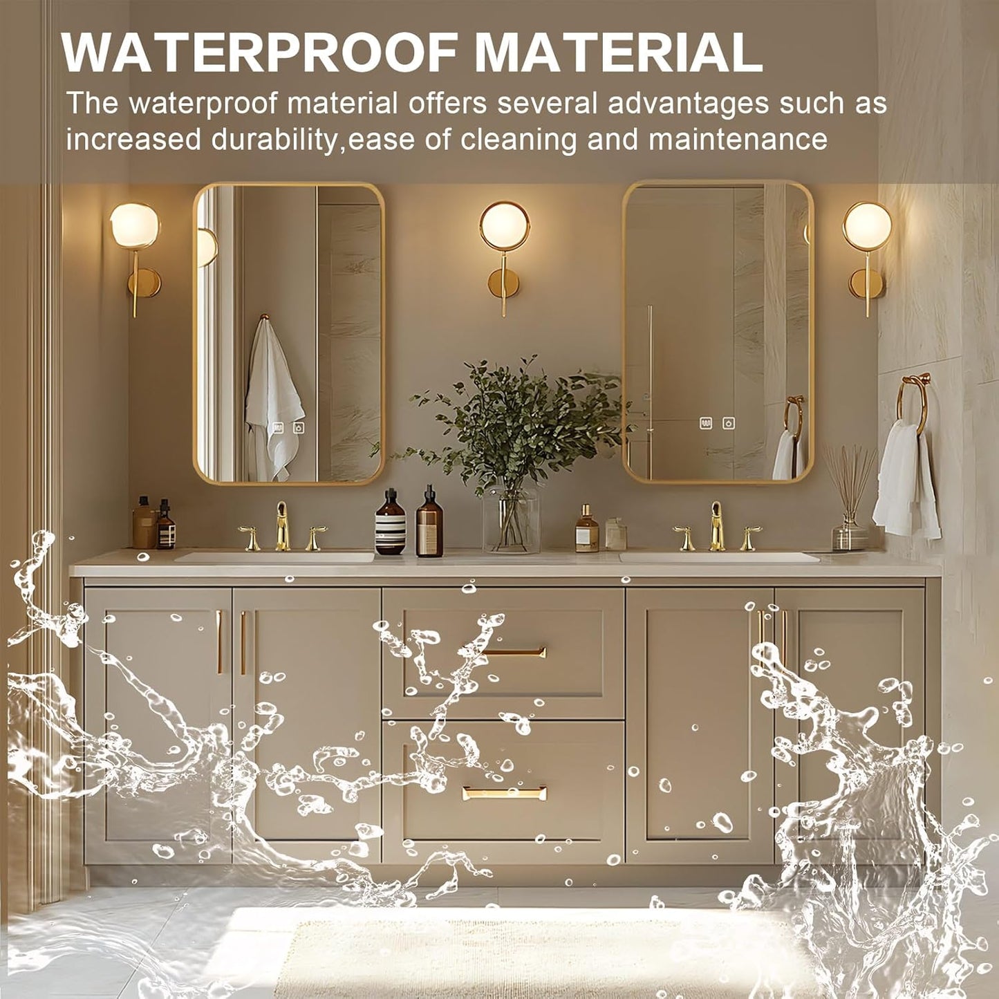 72"Modern Bathroom Vanity with Double Sinks Includes Rectangle Mirrors