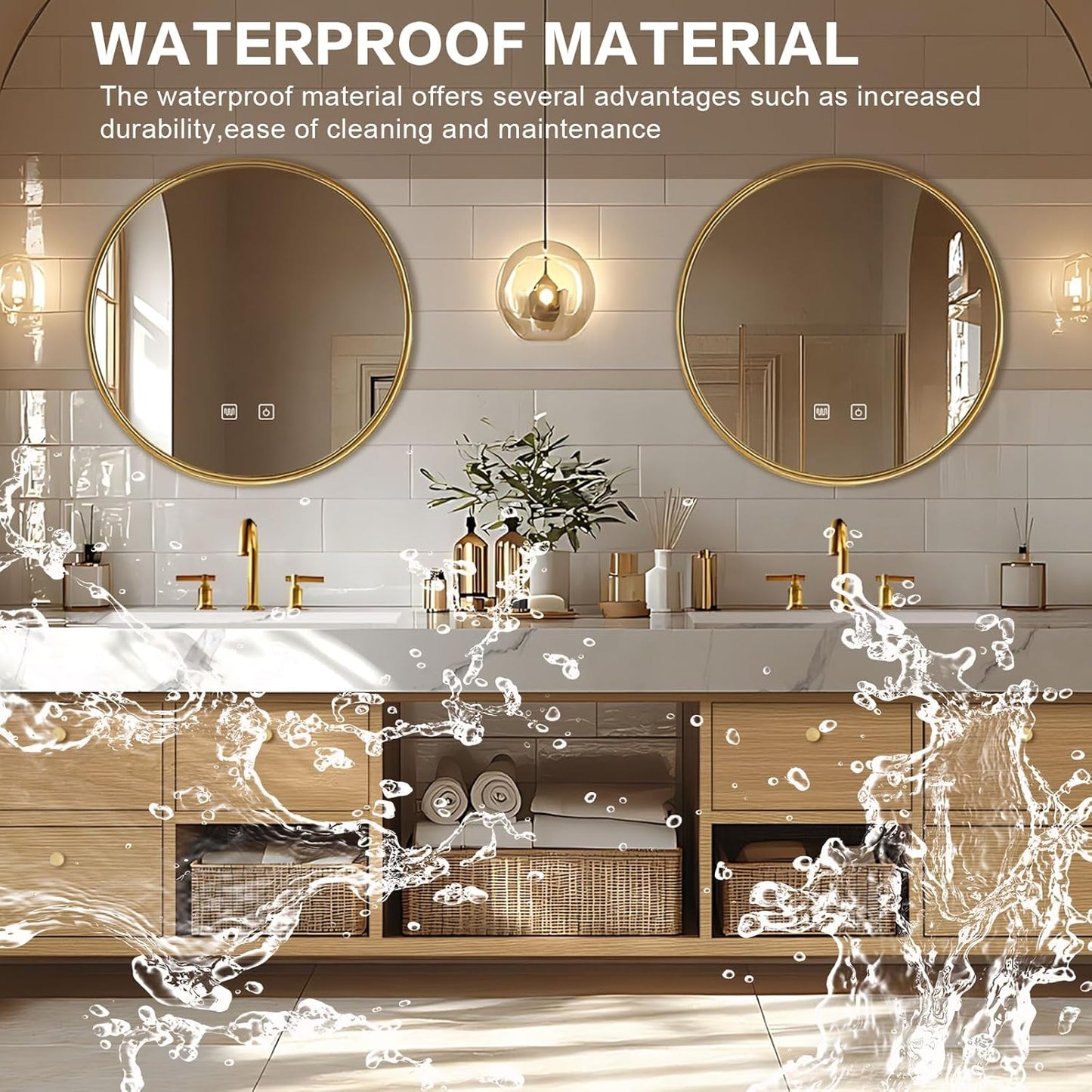 88"Floating Bathroom Vanity with Double Sinks Includes American Country Style