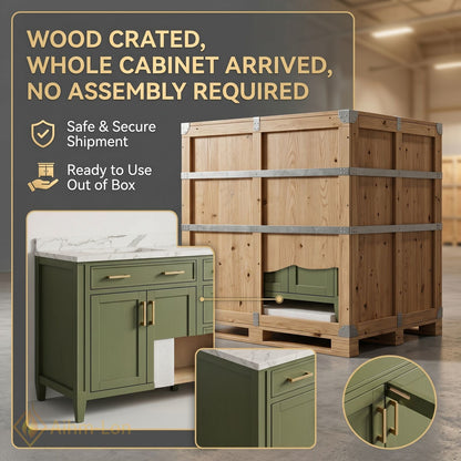 70''-96'' Modern Bathroom Vanity with Sink Split Frame Solid Wood Texture Two Drawers