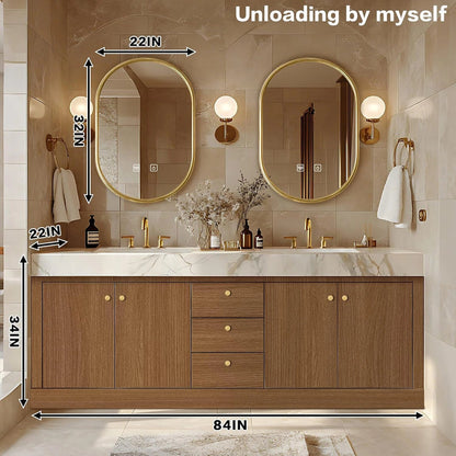 68” - 96” Modern Bathroom Vanity Includes Solid Wood Storage Cabinet