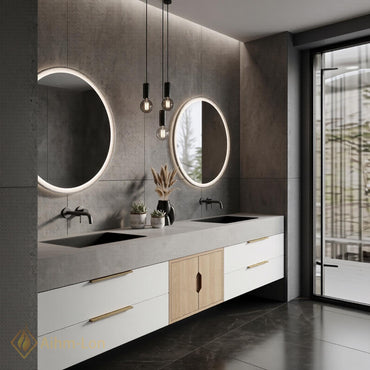 60''-96'' Double Bathroom Vanity with Sink Wood Floating Surface Panel Open Drawers