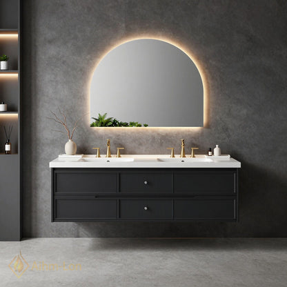 60''-96'' Floating Bathroom Vanity with Sink Double Sink Dark Matte Finish Drawers Cabinet
