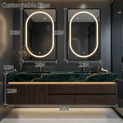 60"-96" Floating Bathroom Vanities with Double Sink Luxury Vanitys Cabinet with Smart Anti-Fog Mirror