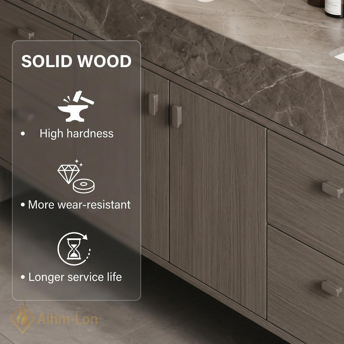 76''-96'' Double Bathroom Vanity with Sink Wall-Mounted Woodgrain Finish Grain Finish Mounted