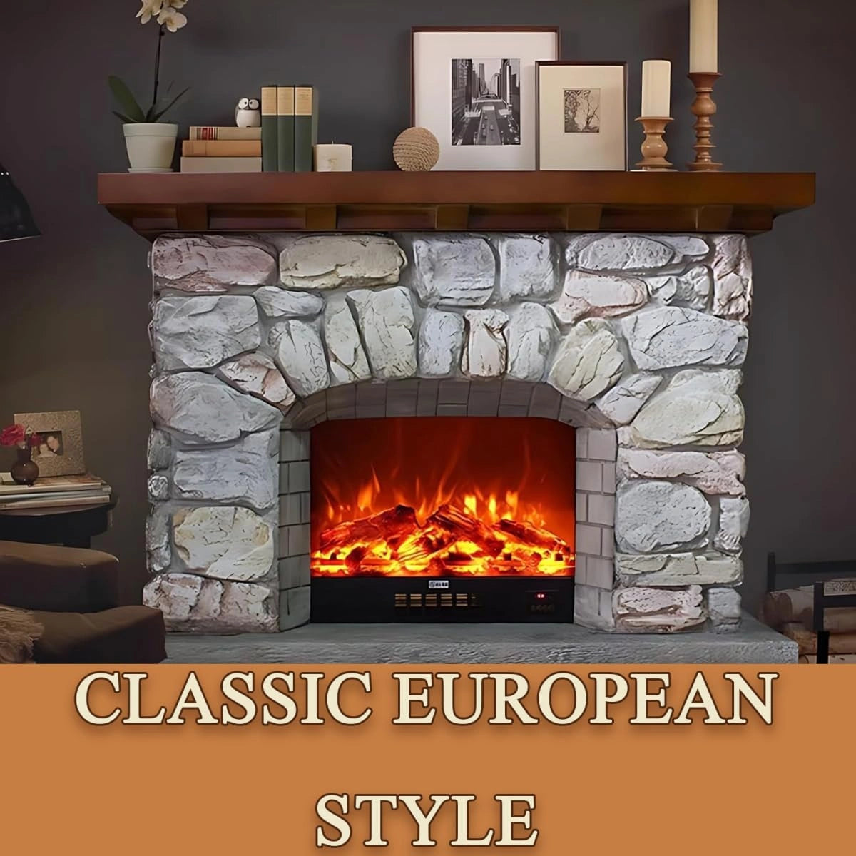 Aihm-Lon Electric Fireplace Includes Decorative Flame Display 51”-59”