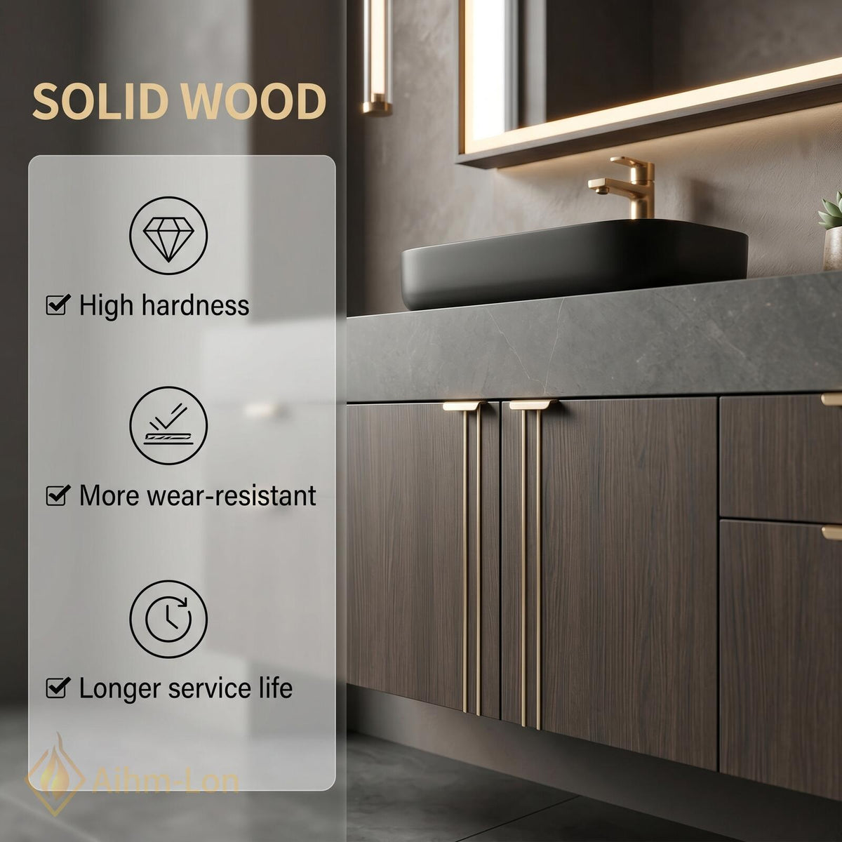 60''-96'' Double Bathroom Vanity with Sink Dark Walnut Floating Slatted Modern Finish