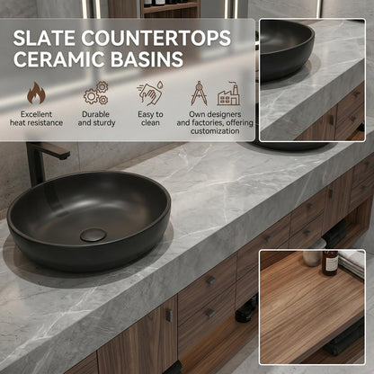 60''-96'' Double Bathroom Vanity with Sink Modern Floating Dark Wood Finish Open Shelving