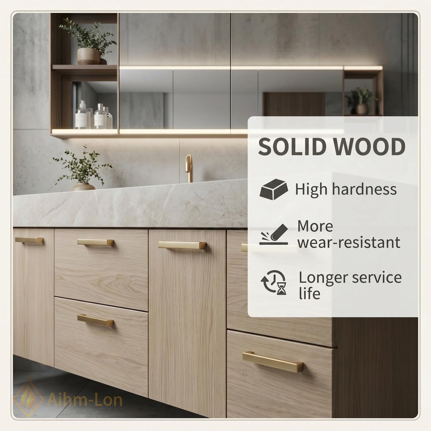 72''-96'' Double Bathroom Vanity with Sink Light-Oak Wood Modern Floating Open