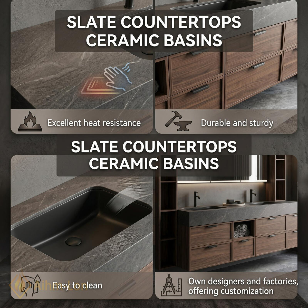 60''-96'' Double Bathroom Vanity with Sink Wall-Mounted Wood Grain Texture Deep Drawer