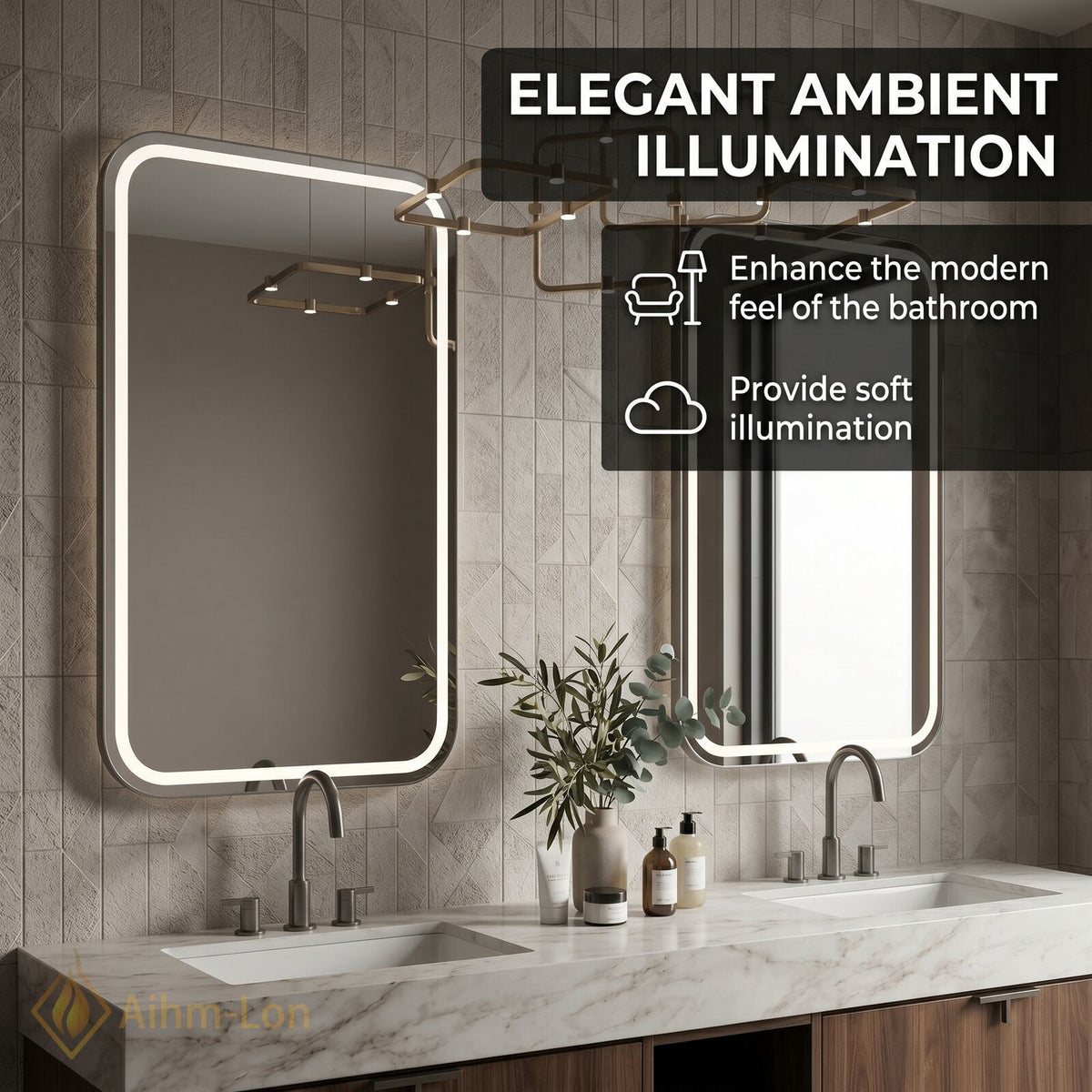 60''-96'' Bathroom Vanity with Sink Floating Storage Drawers Marble Top Double Geometric