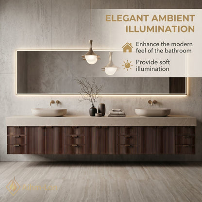 88''-96'' Double Bathroom Vanity with Sink Floating Modern Solid-Wood Stone-Top Storage Drawers