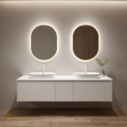 60''-96'' Modern Bathroom Vanity with Sink Double Sink Clean White Floating Counter Cabinet