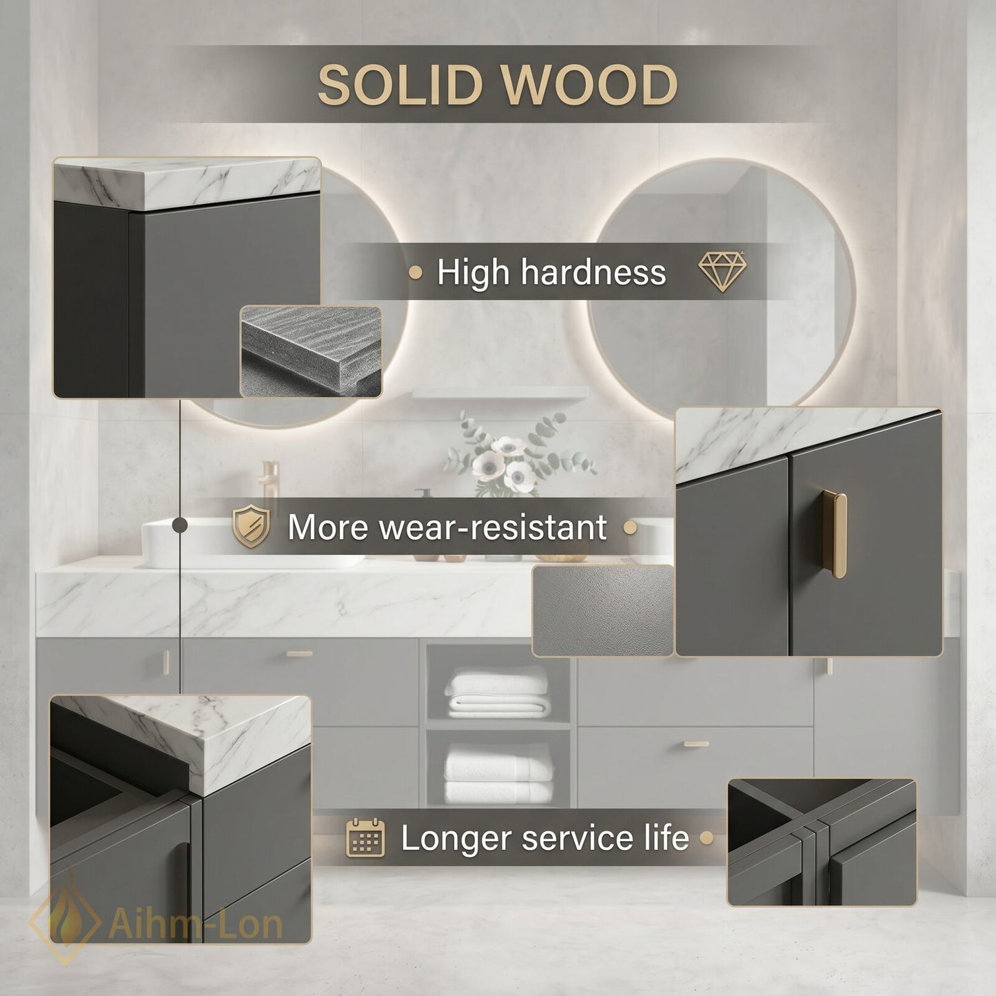 60''-96'' Double Bathroom Vanity with Sink Floating Modern Vanitys Storage Drawers Large